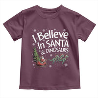 Funny Christmas Dino Toddler T Shirt I Believe In Santa And Dinosaur - Wonder Print Shop
