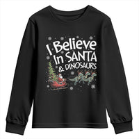 Funny Christmas Dino Youth Sweatshirt I Believe In Santa And Dinosaur - Wonder Print Shop