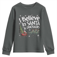 Funny Christmas Dino Youth Sweatshirt I Believe In Santa And Dinosaur - Wonder Print Shop