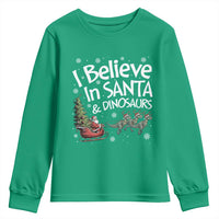 Funny Christmas Dino Youth Sweatshirt I Believe In Santa And Dinosaur - Wonder Print Shop