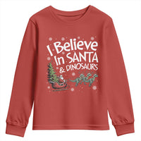 Funny Christmas Dino Youth Sweatshirt I Believe In Santa And Dinosaur - Wonder Print Shop