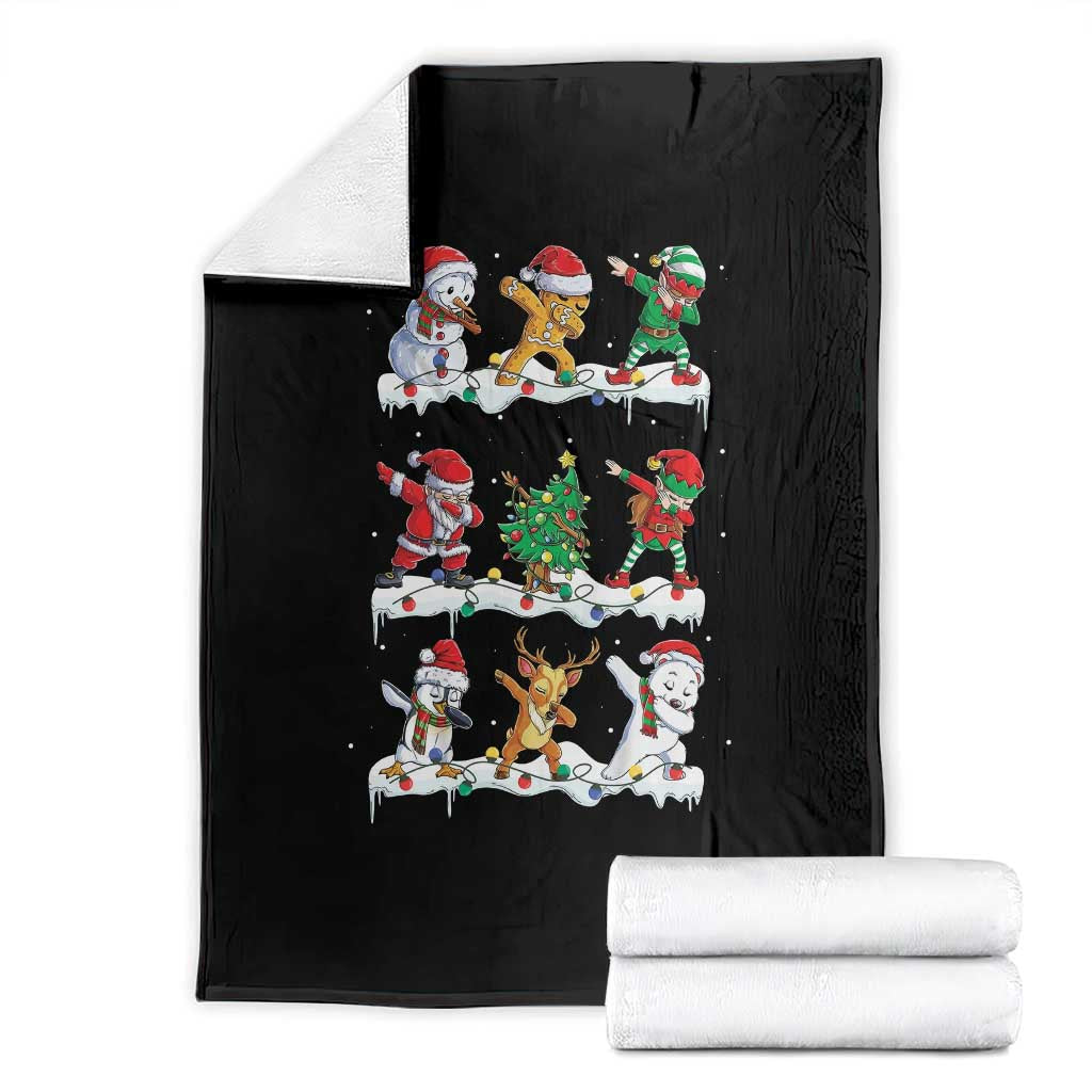 Dabbing Santa Elf Friends Christmas Light Throw Blanket - Wonder Print Shop