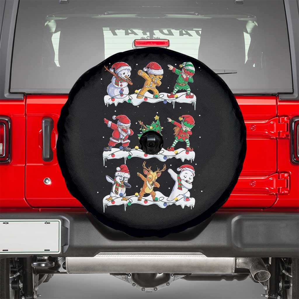Dabbing Santa Elf Friends Christmas Light Spare Tire Cover - Wonder Print Shop