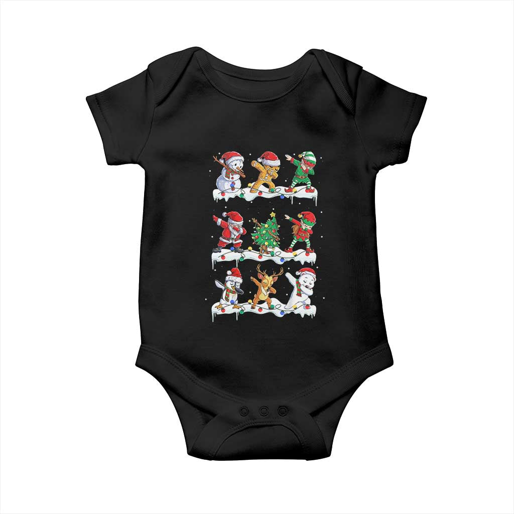 Dabbing Santa Elf Friends Christmas Light Baby Onesie - Wonder Print Shop
