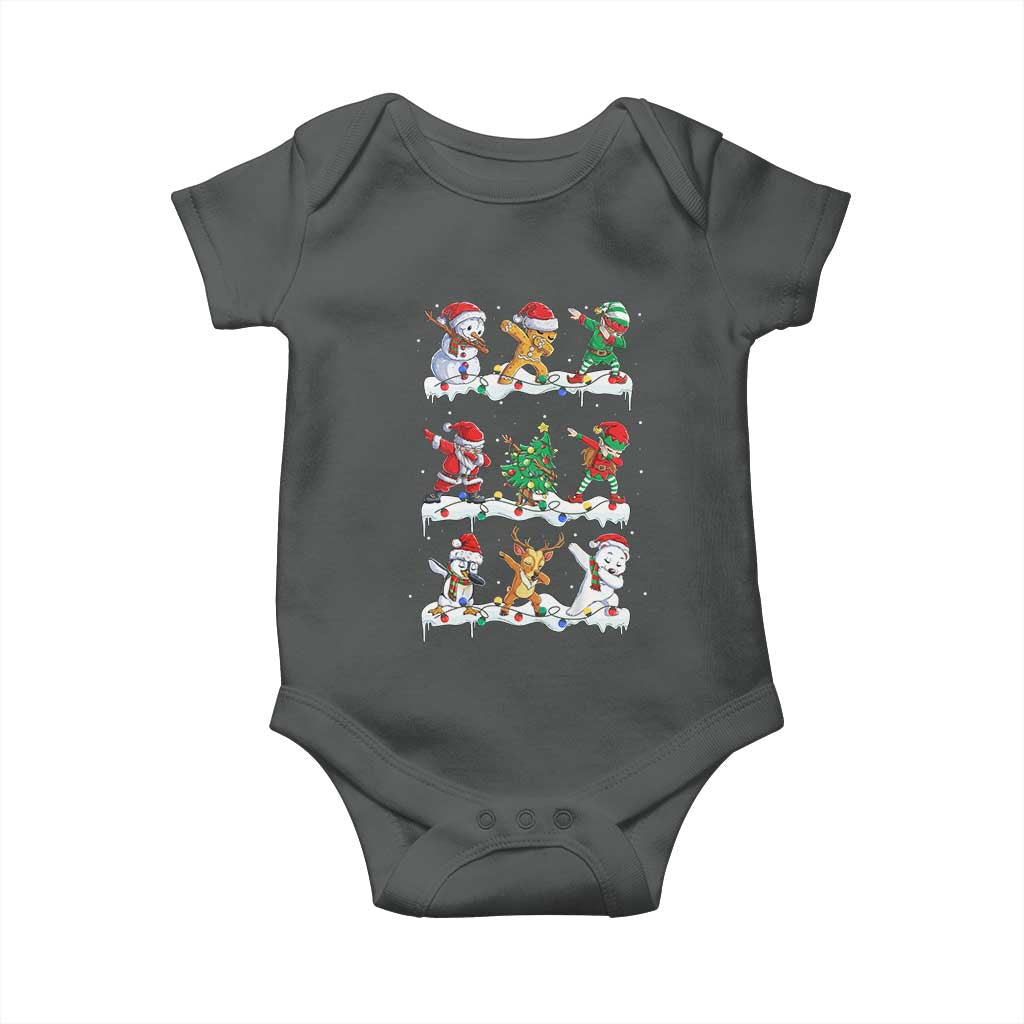 Dabbing Santa Elf Friends Christmas Light Baby Onesie - Wonder Print Shop