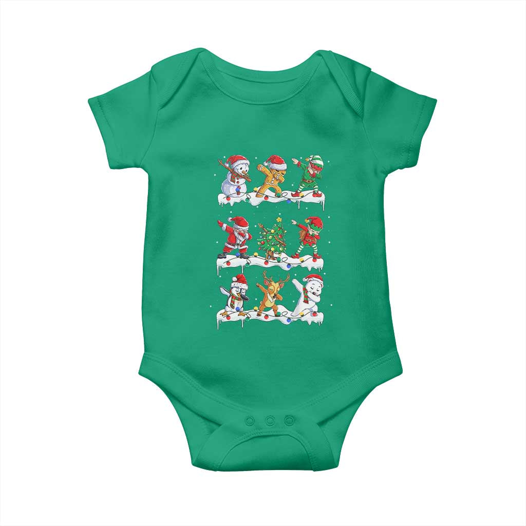Dabbing Santa Elf Friends Christmas Light Baby Onesie - Wonder Print Shop