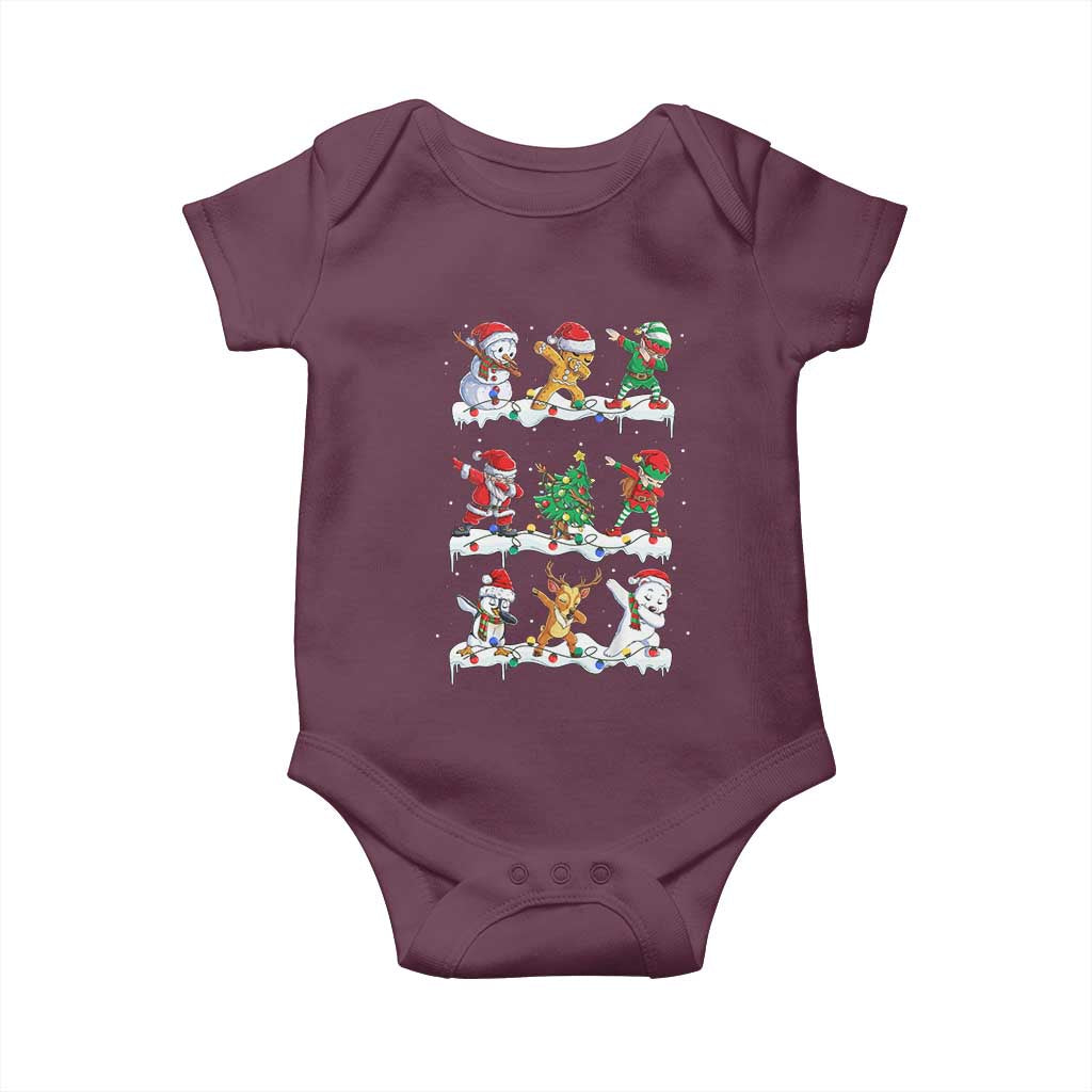Dabbing Santa Elf Friends Christmas Light Baby Onesie - Wonder Print Shop