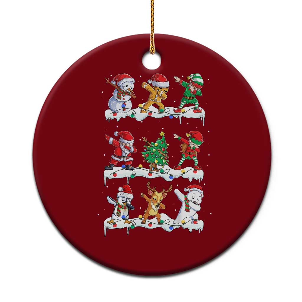 Dabbing Santa Elf Friends Christmas Light Ceramic Ornament - Wonder Print Shop