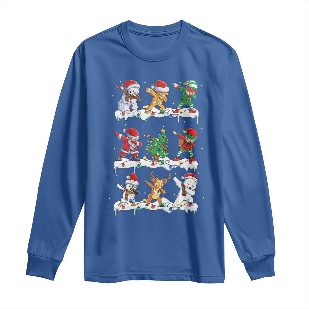 Dabbing Santa Elf Friends Christmas Light Long Sleeve Shirt - Wonder Print Shop
