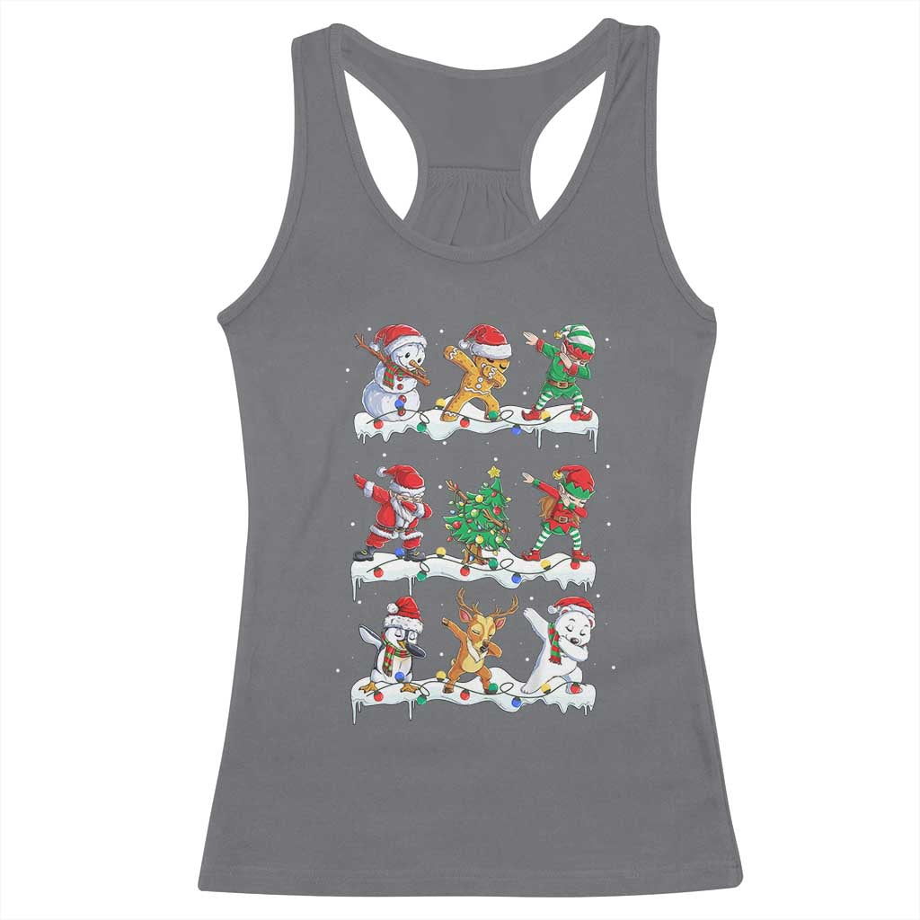 Dabbing Santa Elf Friends Christmas Light Racerback Tank Top - Wonder Print Shop