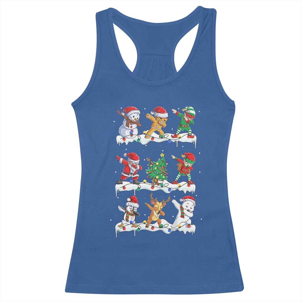 Dabbing Santa Elf Friends Christmas Light Racerback Tank Top - Wonder Print Shop