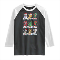 Dabbing Santa Elf Friends Christmas Light Raglan Shirt - Wonder Print Shop