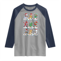 Dabbing Santa Elf Friends Christmas Light Raglan Shirt - Wonder Print Shop
