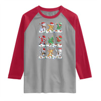 Dabbing Santa Elf Friends Christmas Light Raglan Shirt - Wonder Print Shop