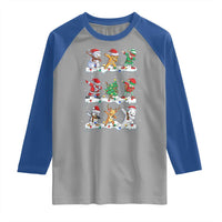 Dabbing Santa Elf Friends Christmas Light Raglan Shirt - Wonder Print Shop