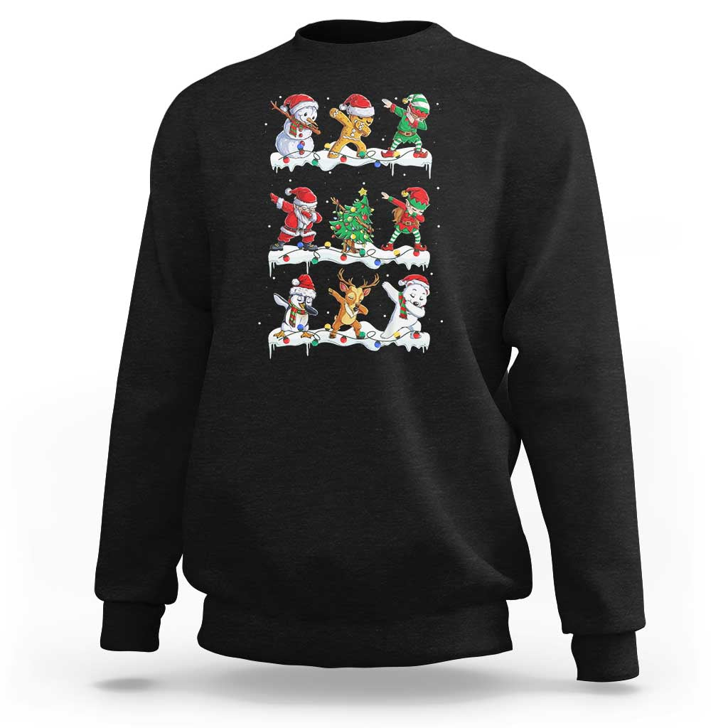 Dabbing Santa Elf Friends Christmas Light Sweatshirt - Wonder Print Shop