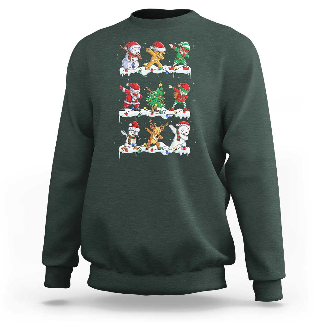 Dabbing Santa Elf Friends Christmas Light Sweatshirt - Wonder Print Shop