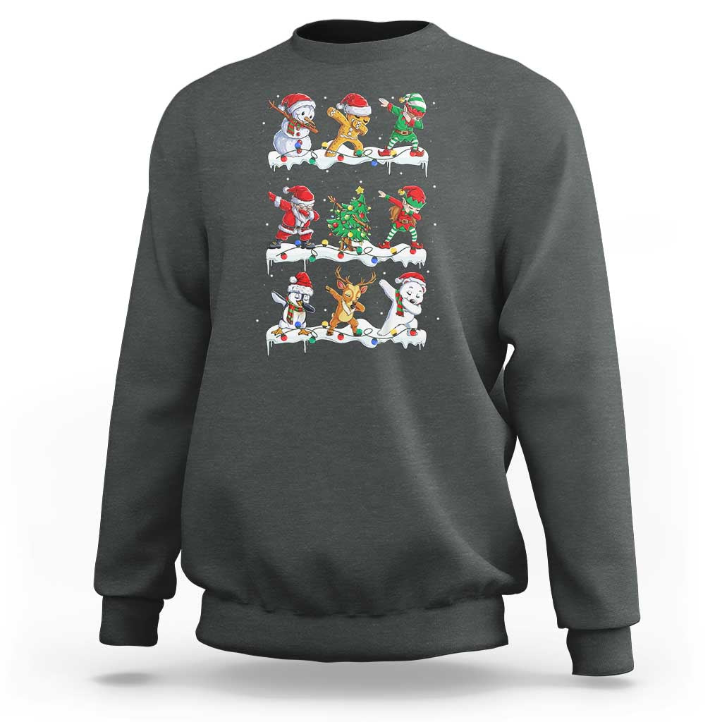 Dabbing Santa Elf Friends Christmas Light Sweatshirt - Wonder Print Shop