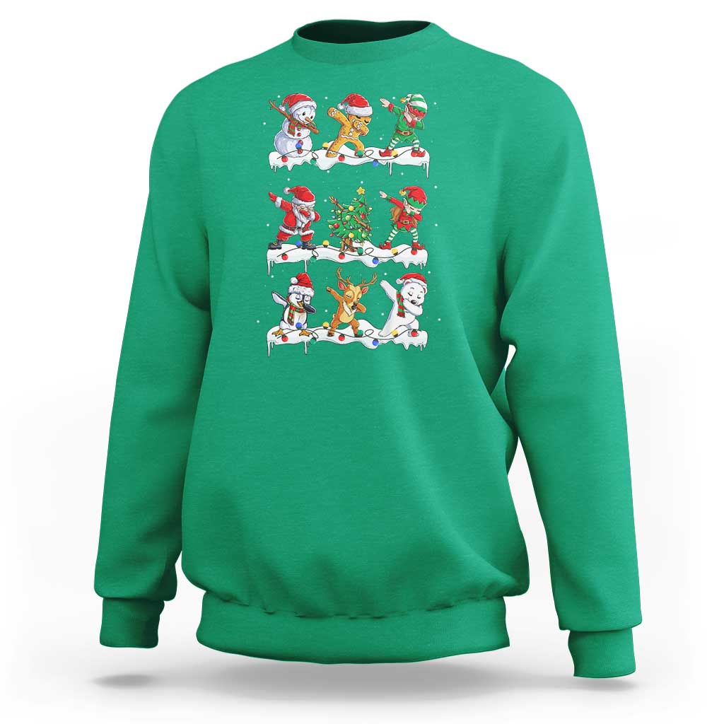 Dabbing Santa Elf Friends Christmas Light Sweatshirt - Wonder Print Shop