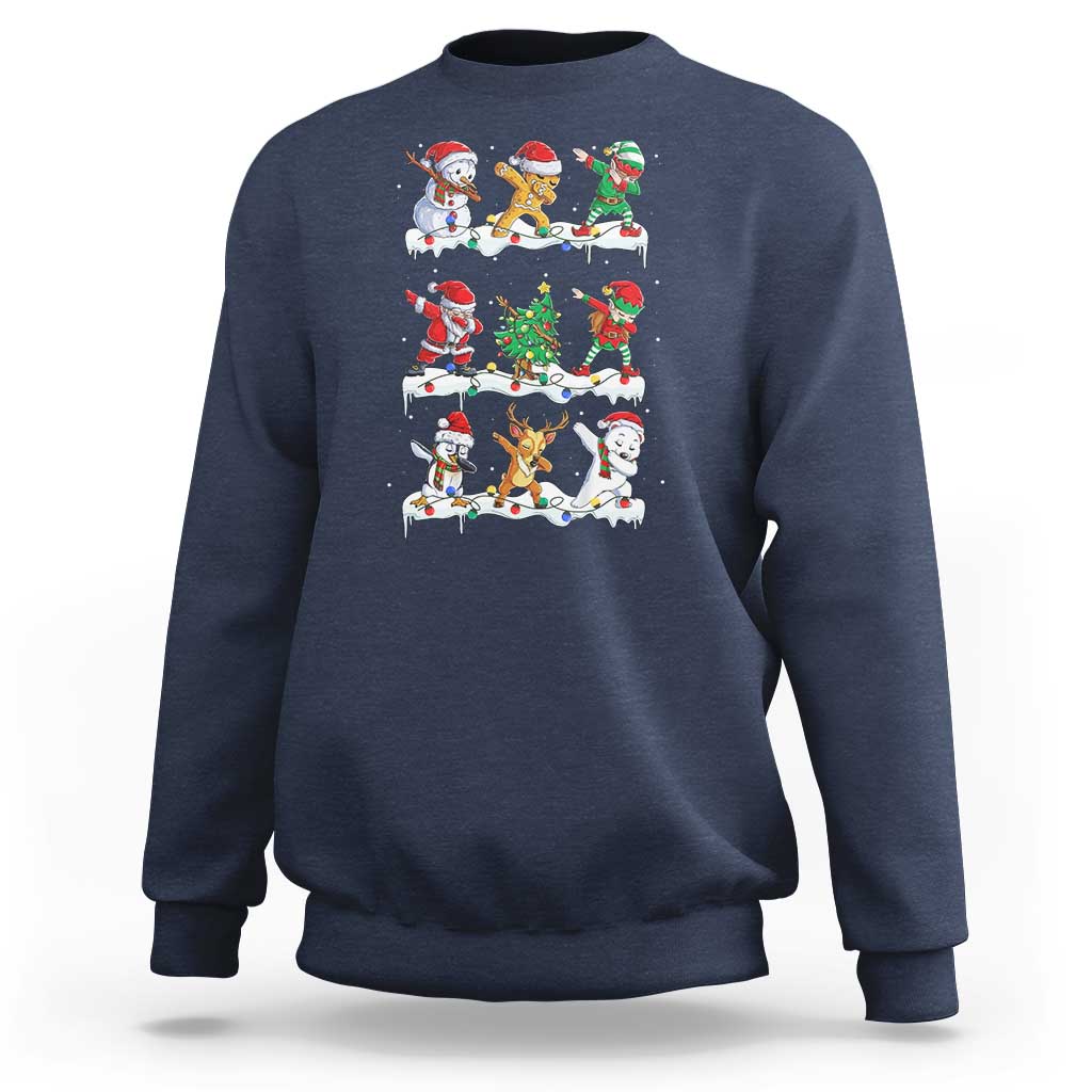Dabbing Santa Elf Friends Christmas Light Sweatshirt - Wonder Print Shop