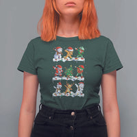 Dabbing Santa Elf Friends Christmas Light T Shirt For Women - Wonder Print Shop
