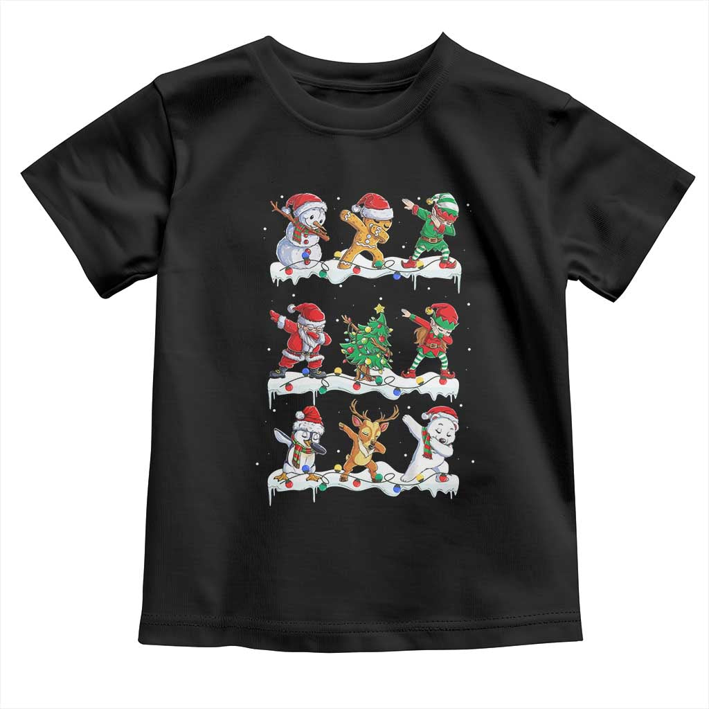 Dabbing Santa Elf Friends Christmas Light Toddler T Shirt - Wonder Print Shop