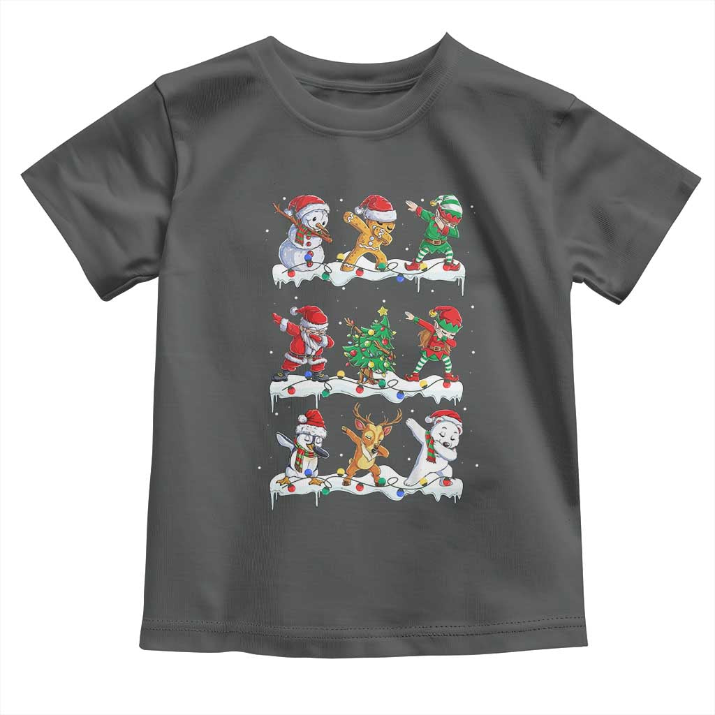 Dabbing Santa Elf Friends Christmas Light Toddler T Shirt - Wonder Print Shop