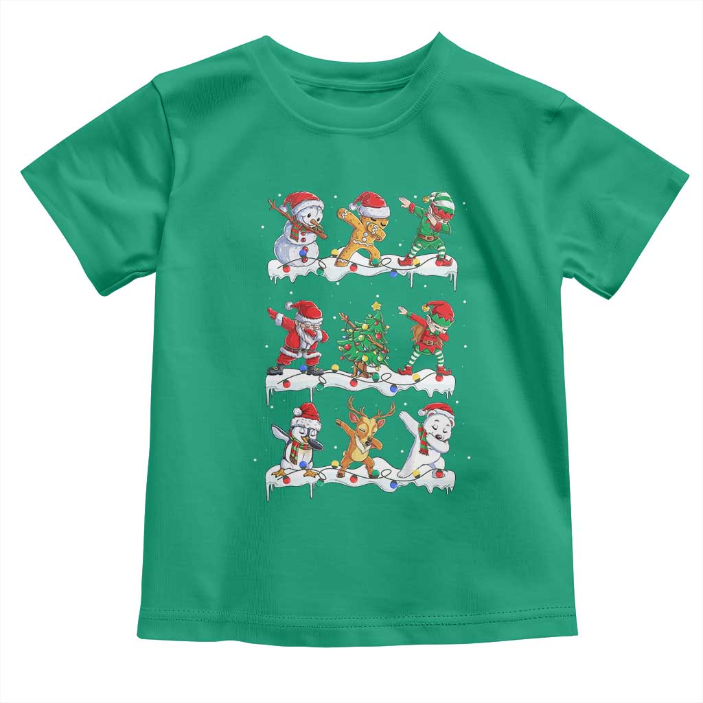 Dabbing Santa Elf Friends Christmas Light Toddler T Shirt - Wonder Print Shop