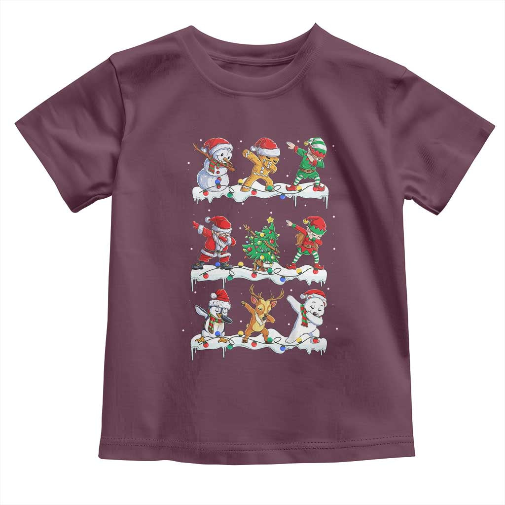 Dabbing Santa Elf Friends Christmas Light Toddler T Shirt - Wonder Print Shop