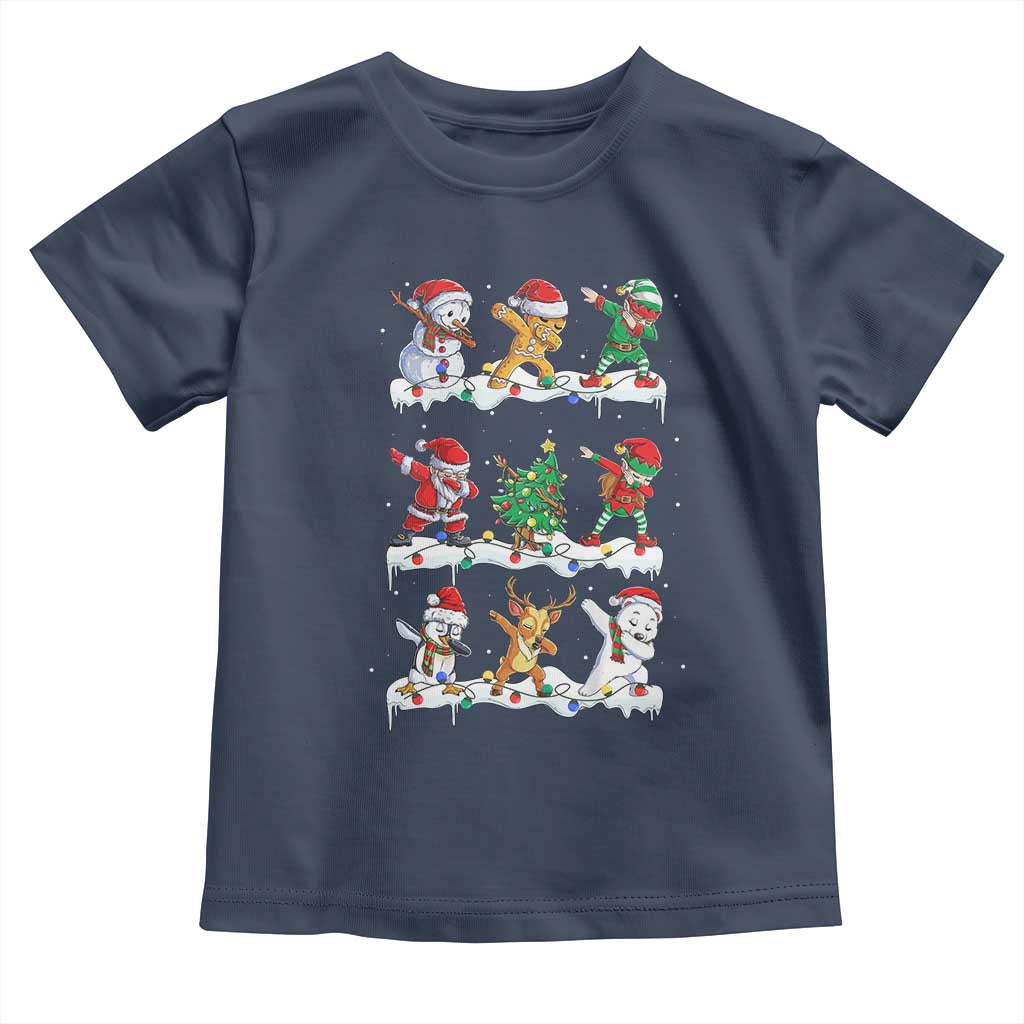 Dabbing Santa Elf Friends Christmas Light Toddler T Shirt - Wonder Print Shop