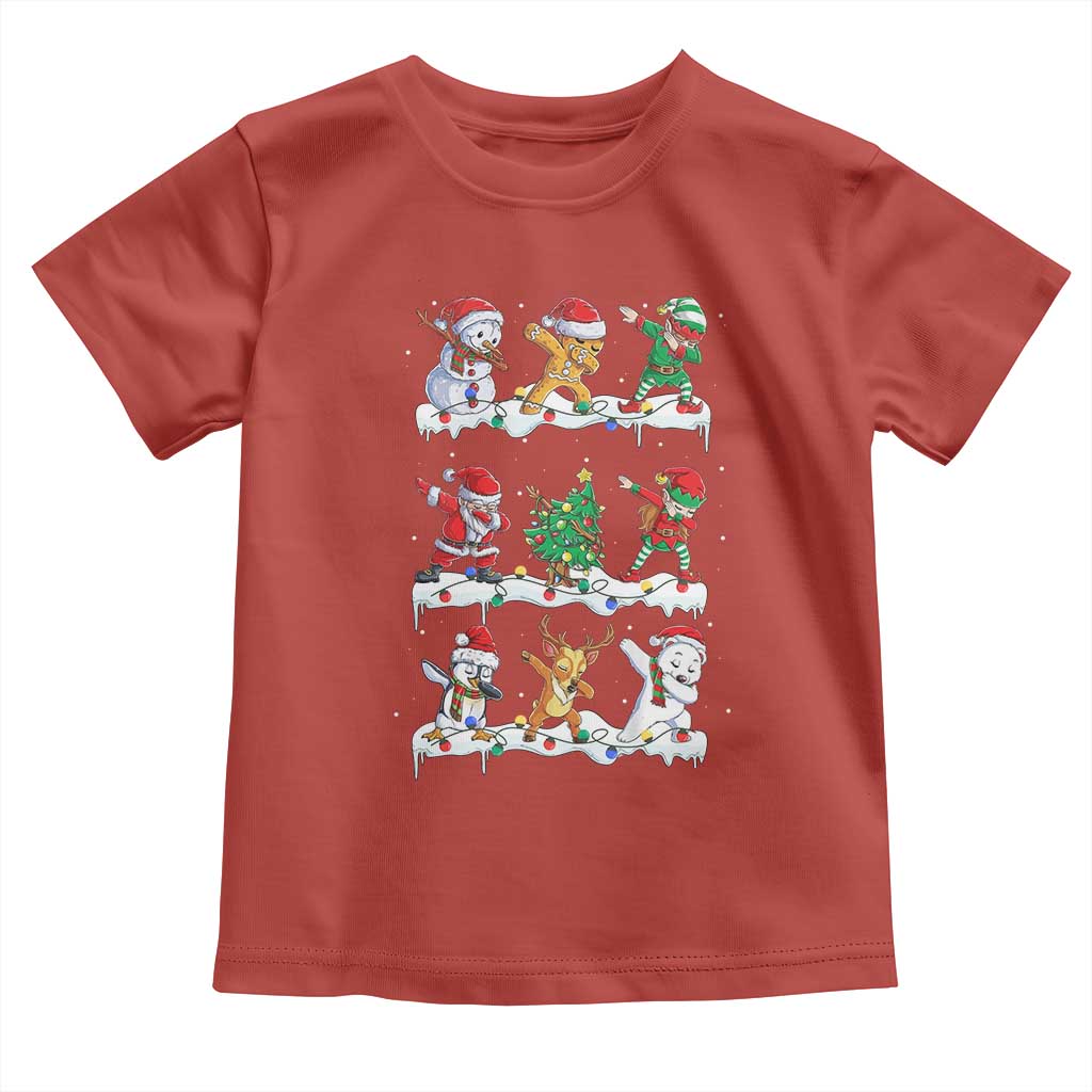 Dabbing Santa Elf Friends Christmas Light Toddler T Shirt - Wonder Print Shop