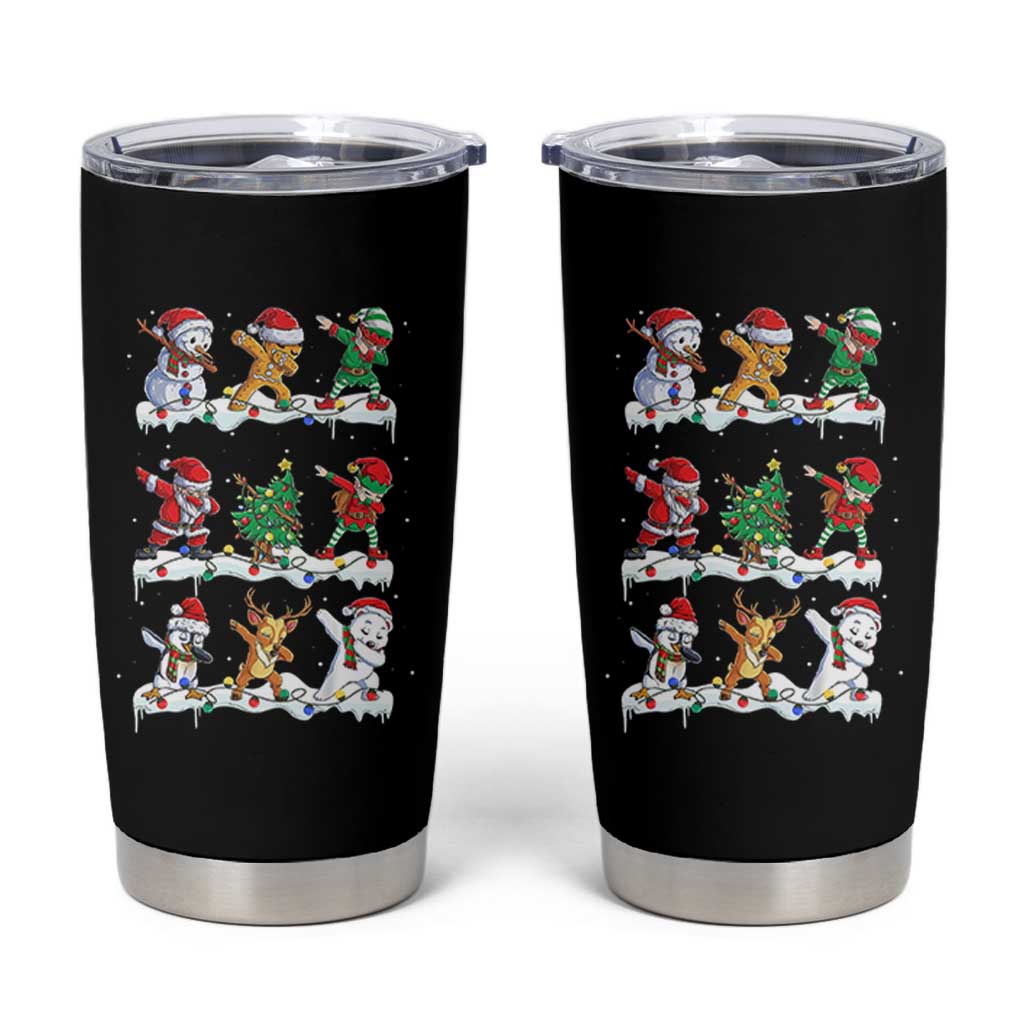 Dabbing Santa Elf Friends Christmas Light Tumbler Cup - Wonder Print Shop