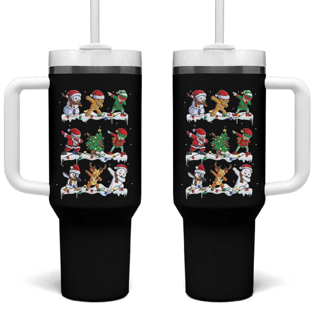 Dabbing Santa Elf Friends Christmas Light Tumbler With Handle - Wonder Print Shop