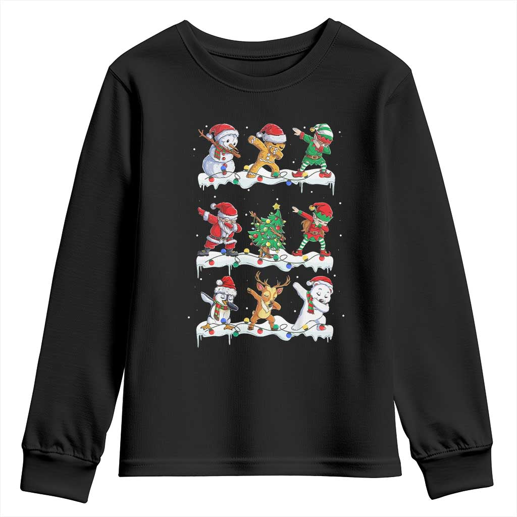 Dabbing Santa Elf Friends Christmas Light Youth Sweatshirt - Wonder Print Shop