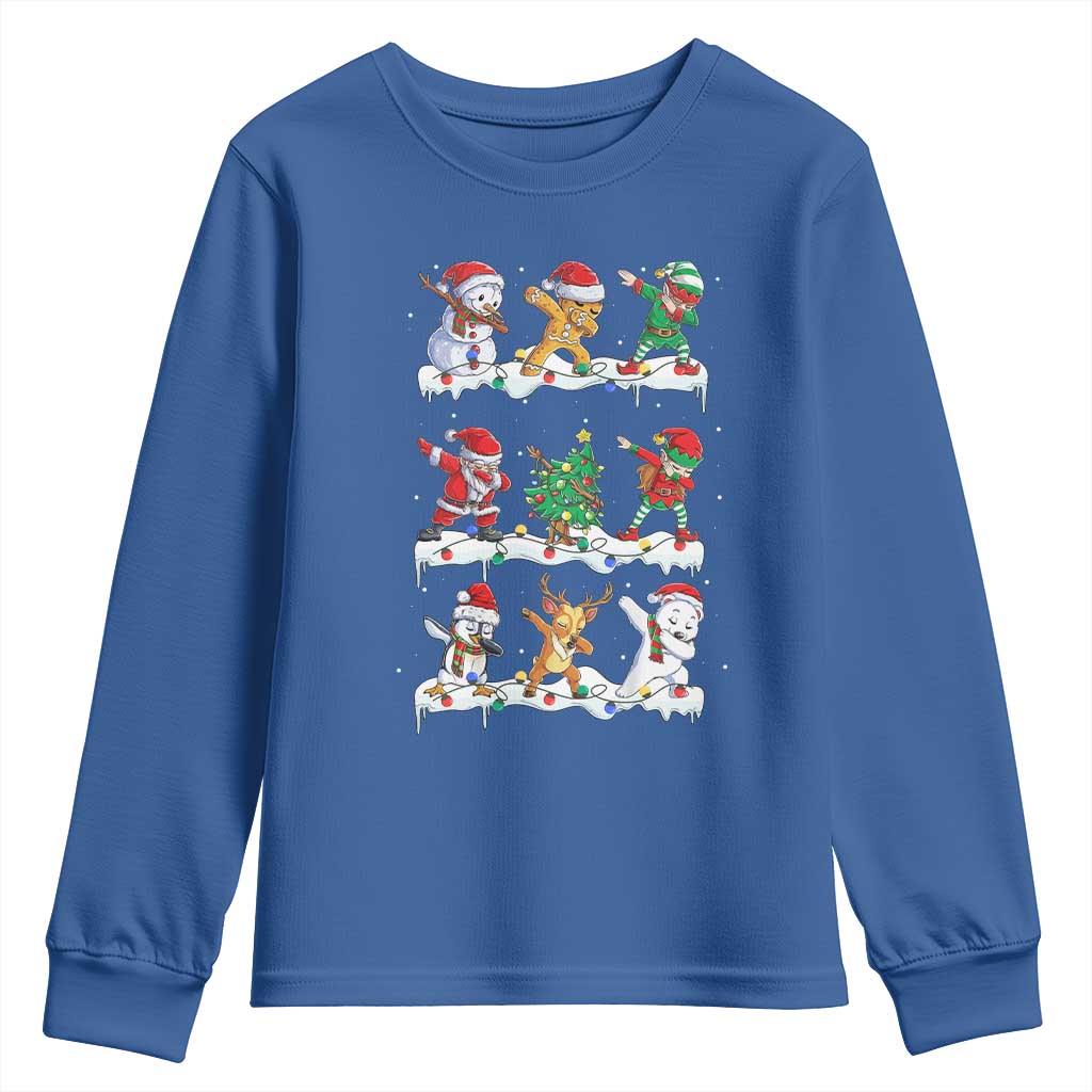 Dabbing Santa Elf Friends Christmas Light Youth Sweatshirt - Wonder Print Shop
