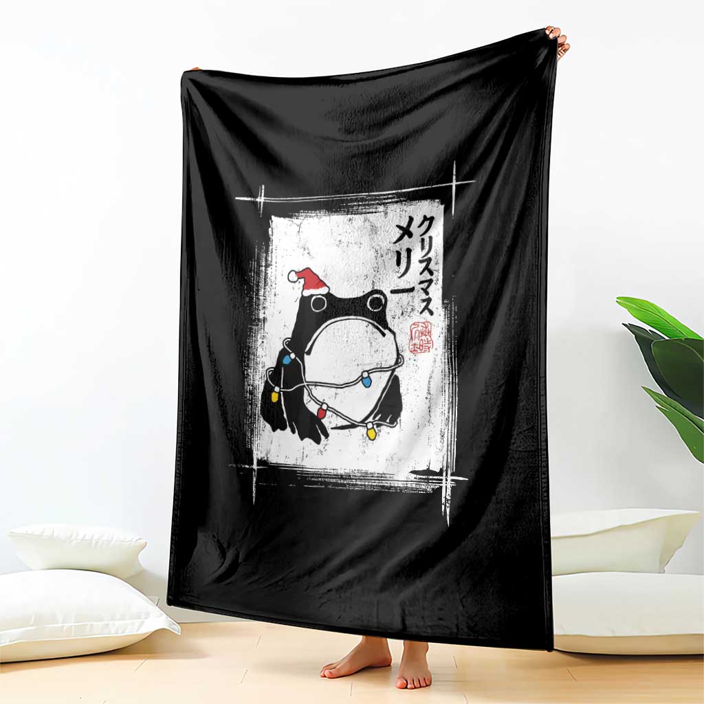 Funny Christmas Japanese Throw Blanket Santa Frog Ukiyoe Art - Wonder Print Shop