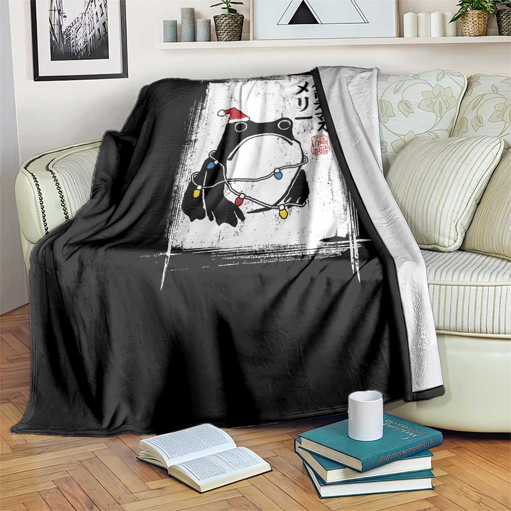 Funny Christmas Japanese Throw Blanket Santa Frog Ukiyoe Art - Wonder Print Shop