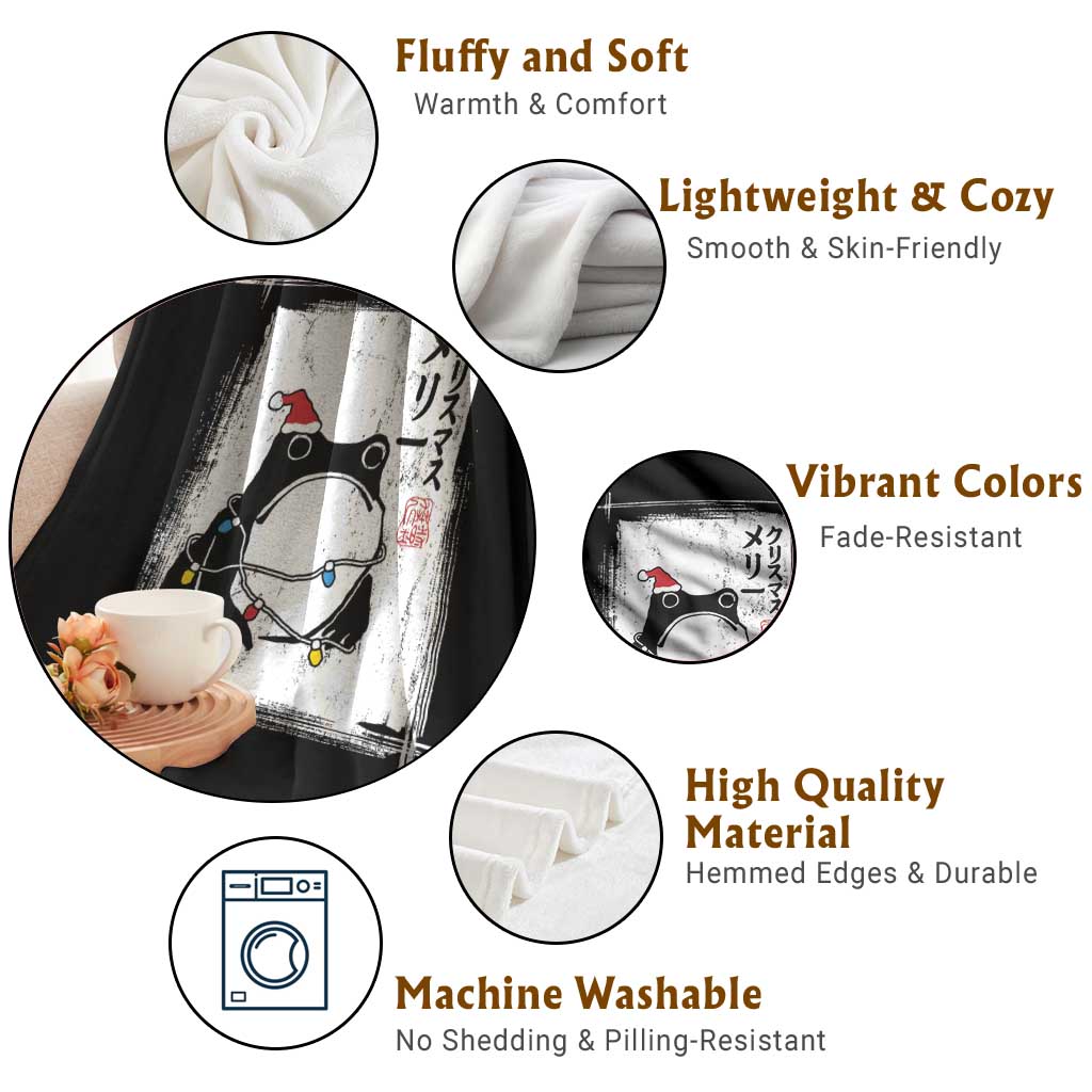 Funny Christmas Japanese Throw Blanket Santa Frog Ukiyoe Art - Wonder Print Shop