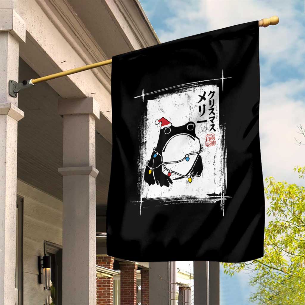 Funny Christmas Japanese Garden Flag Santa Frog Ukiyoe Art - Wonder Print Shop