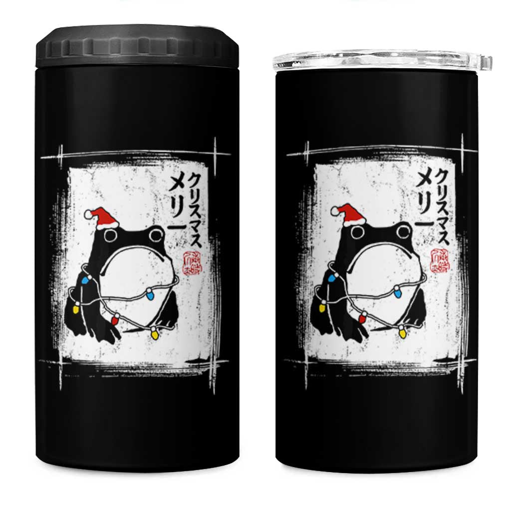 Funny Christmas Japanese 4 in 1 Can Cooler Tumbler Santa Frog Ukiyoe Art - Wonder Print Shop