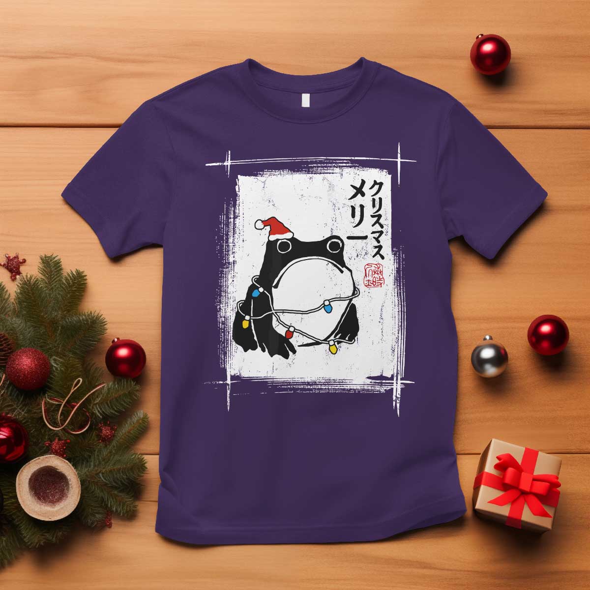 Funny Christmas Japanese T Shirt Santa Frog Ukiyoe Art - Wonder Print Shop