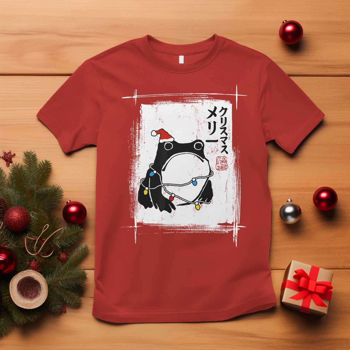 Funny Christmas Japanese T Shirt Santa Frog Ukiyoe Art - Wonder Print Shop