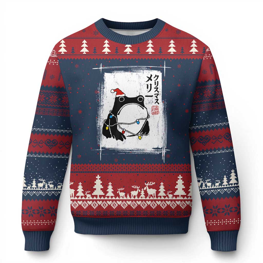 Funny Xmas Japanese Ugly Christmas Sweater Santa Frog Ukiyoe Art - Wonder Print Shop