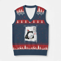 Funny Xmas Japanese V-Neck Knit Sweater Vest Santa Frog Ukiyoe Art - Wonder Print Shop