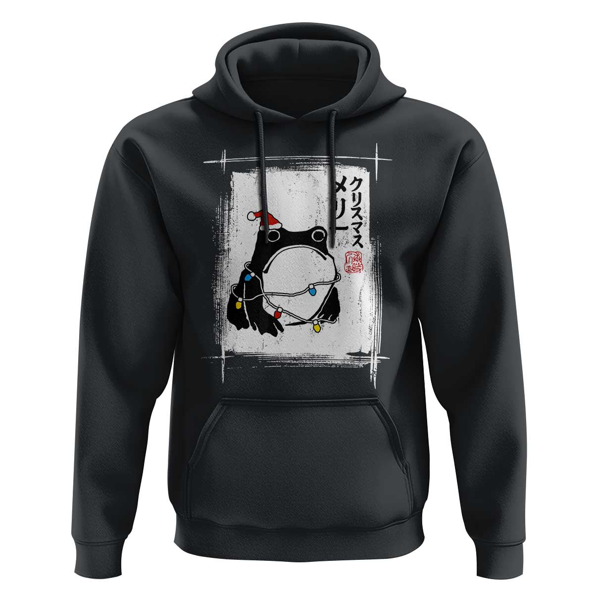 Funny Christmas Japanese Hoodie Santa Frog Ukiyoe Art - Wonder Print Shop