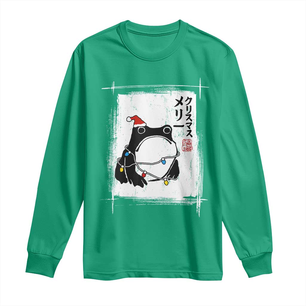 Funny Christmas Japanese Long Sleeve Shirt Santa Frog Ukiyoe Art - Wonder Print Shop