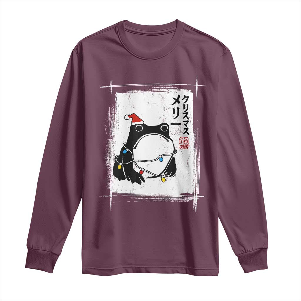 Funny Christmas Japanese Long Sleeve Shirt Santa Frog Ukiyoe Art - Wonder Print Shop