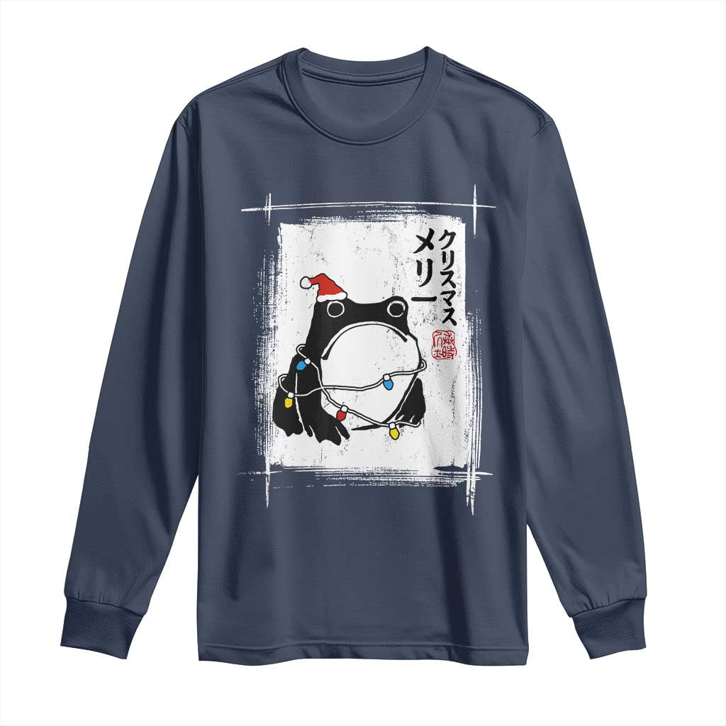 Funny Christmas Japanese Long Sleeve Shirt Santa Frog Ukiyoe Art - Wonder Print Shop