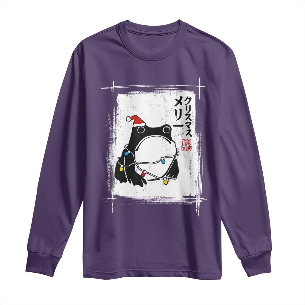 Funny Christmas Japanese Long Sleeve Shirt Santa Frog Ukiyoe Art - Wonder Print Shop