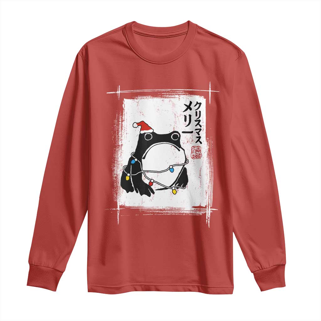 Funny Christmas Japanese Long Sleeve Shirt Santa Frog Ukiyoe Art - Wonder Print Shop